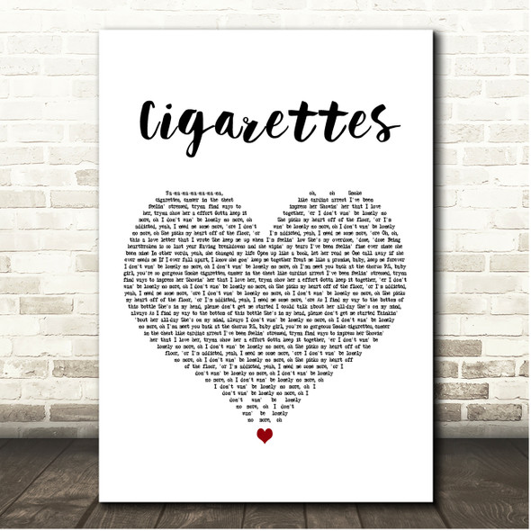 Juice WRLD Cigarettes White Heart Song Lyric Print