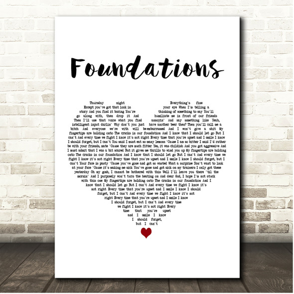 Kate Nash Foundations White Heart Song Lyric Print