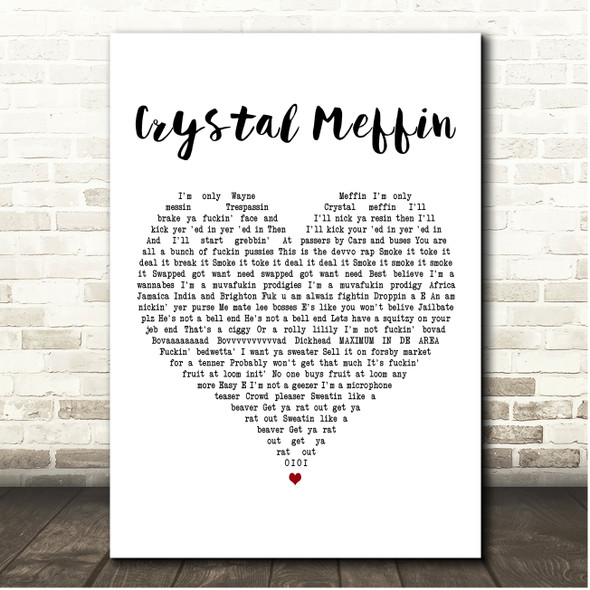 MC Devvo Crystal Meffin White Heart Song Lyric Print