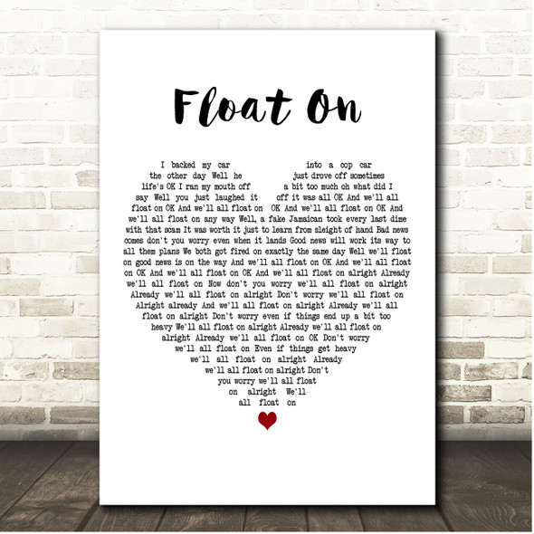 Modest Mouse Float On White Heart Song Lyric Print