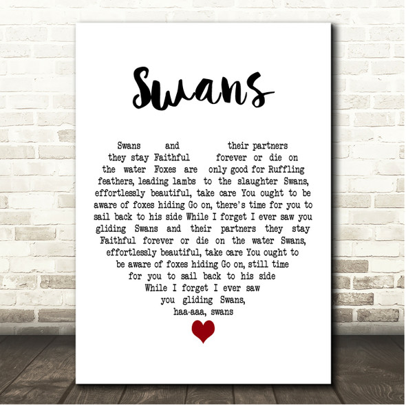 Prefab Sprout Swans White Heart Song Lyric Print