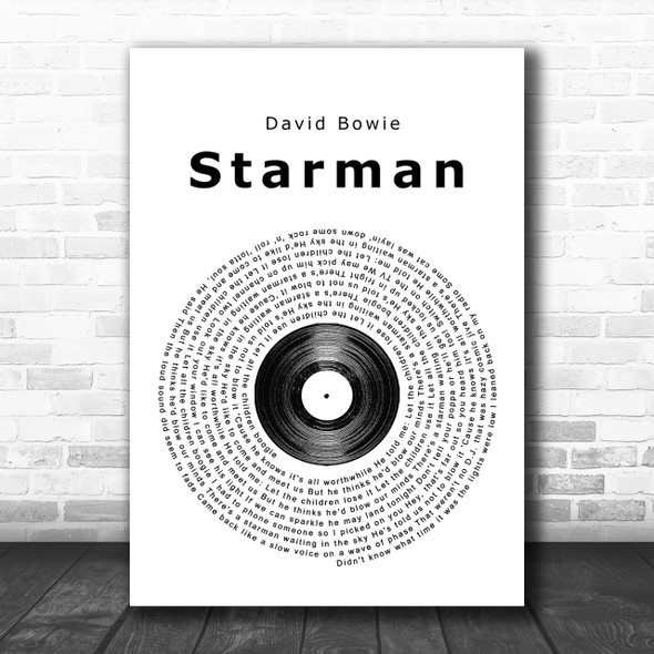 David Bowie Starman Vinyl Record Song Lyric Music Wall Art Print