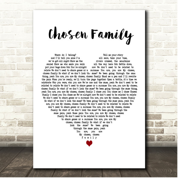 Rina Sawayama & Elton John Chosen Family White Heart Song Lyric Print