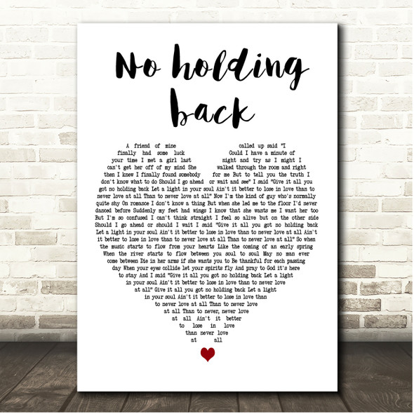 Rod Stewart No Holding Back White Heart Song Lyric Print