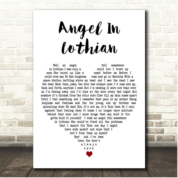 Sam Fender Angel In Lothian White Heart Song Lyric Print