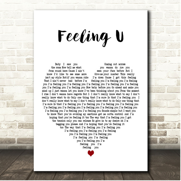 Sonny Fodera (feat. Yasmin) Feeling U White Heart Song Lyric Print