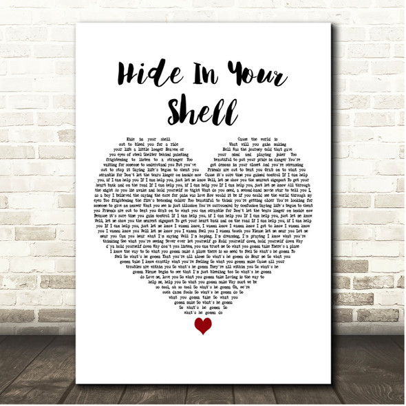 Supertramp Hide In Your Shell White Heart Song Lyric Print