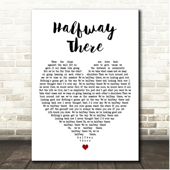 Big Time Rush Halfway There White Heart Song Lyric Print