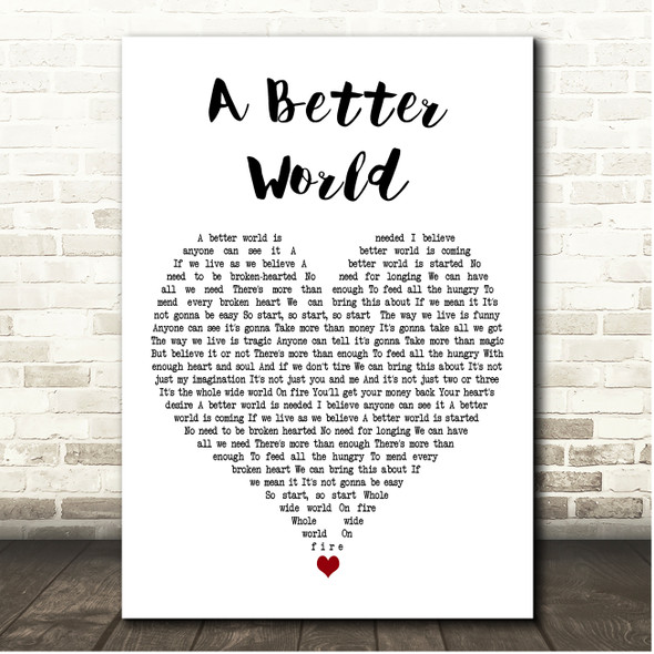 The Monkees A Better World White Heart Song Lyric Print