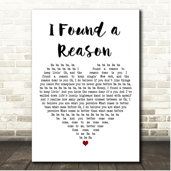 The Velvet Underground I Found a Reason White Heart Song Lyric Print