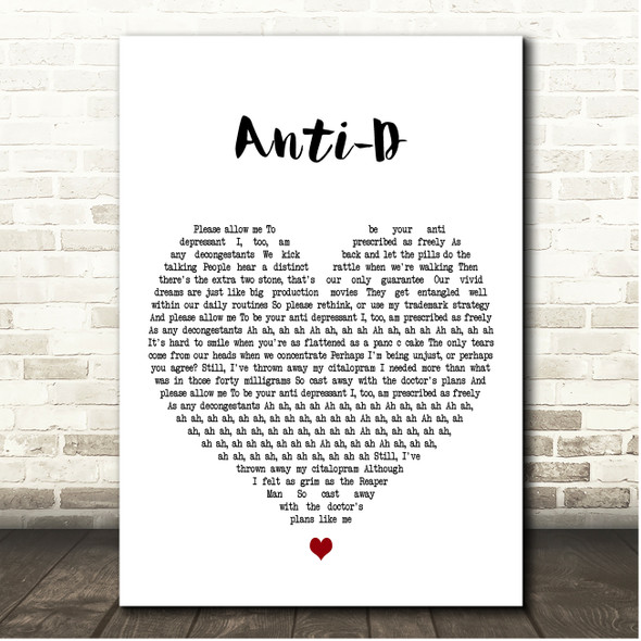 The Wombats Anti-D White Heart Song Lyric Print