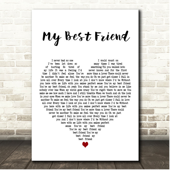 Tim McGraw My Best Friend White Heart Song Lyric Print