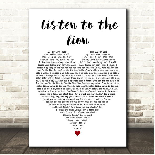 Van Morrison Listen to the Lion White Heart Song Lyric Print