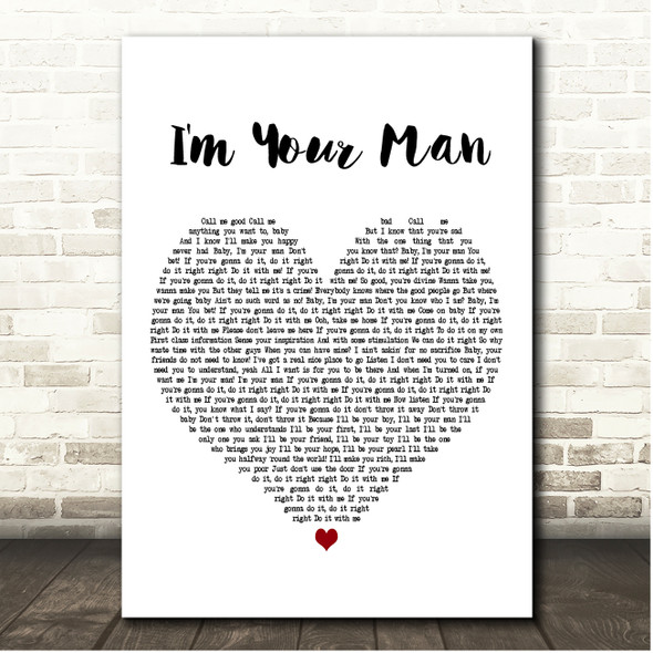 Wham! I'm Your Man White Heart Song Lyric Print