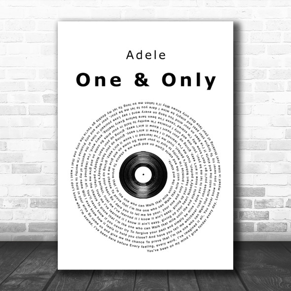 Adele One And Only Vinyl Record Song Lyric Music Wall Art Print