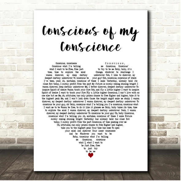 Womack & Womack Conscious of my conscience White Heart Song Lyric Print