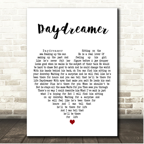 Adele Daydreamer White Heart Song Lyric Print