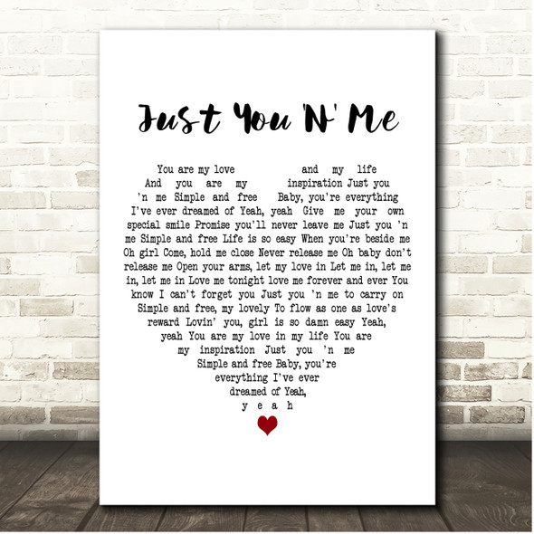 Chicago Just You 'N' Me White Heart Song Lyric Print