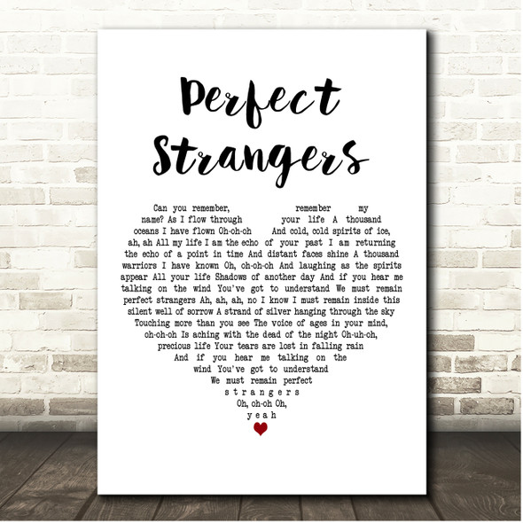 Deep Purple Perfect Strangers White Heart Song Lyric Print