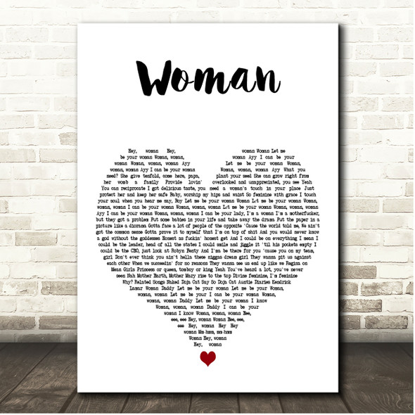 Doja Cat Woman White Heart Song Lyric Print