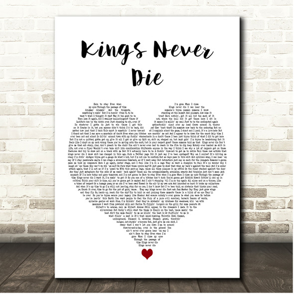 Eminem Kings Never Die White Heart Song Lyric Print