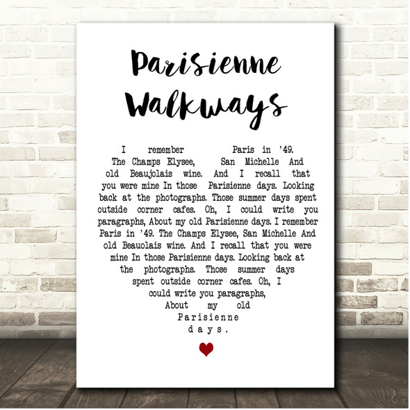 Gary Moore Parisienne Walkways White Heart Song Lyric Print