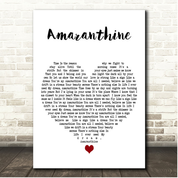 Amaranthe Amaranthine White Heart Song Lyric Print