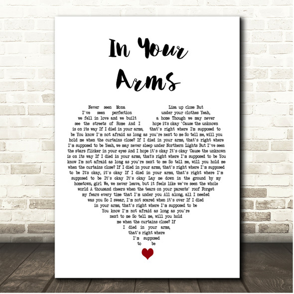 Illenium In Your Arms White Heart Song Lyric Print