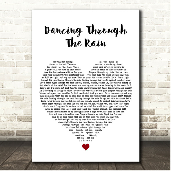 Jack Savoretti Dancing Through The Rain White Heart Song Lyric Print