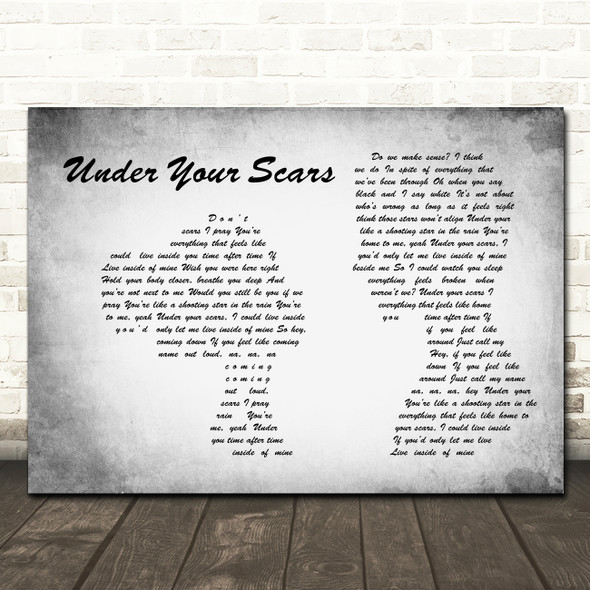 Godsmack Under Your Scars Grey Landscape Man & Lady Song Lyric Print