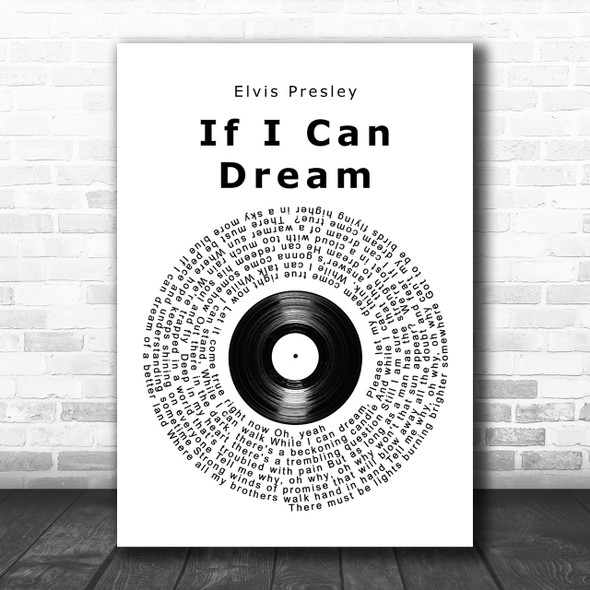Elvis Presley If I Can Dream Vinyl Record Song Lyric Music Wall Art Print