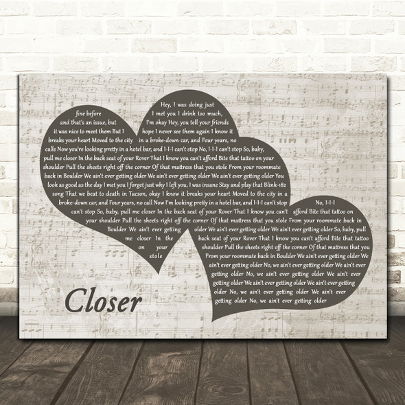 The Chainsmokers Closer Black & White Two Hearts Song Lyric Print