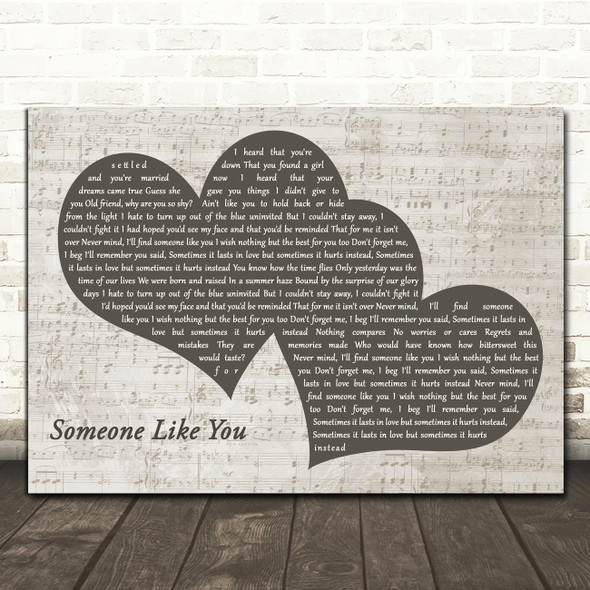 Adele Someone Like You Black & White Two Hearts Song Lyric Print