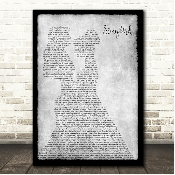 Fleetwood Mac Songbird Grey Black Border Lesbians Song Lyric Print