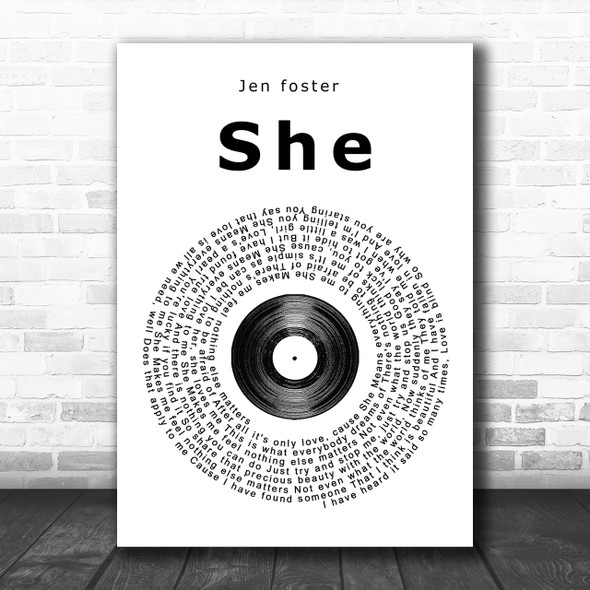 Jen foster She Vinyl Record Song Lyric Music Wall Art Print