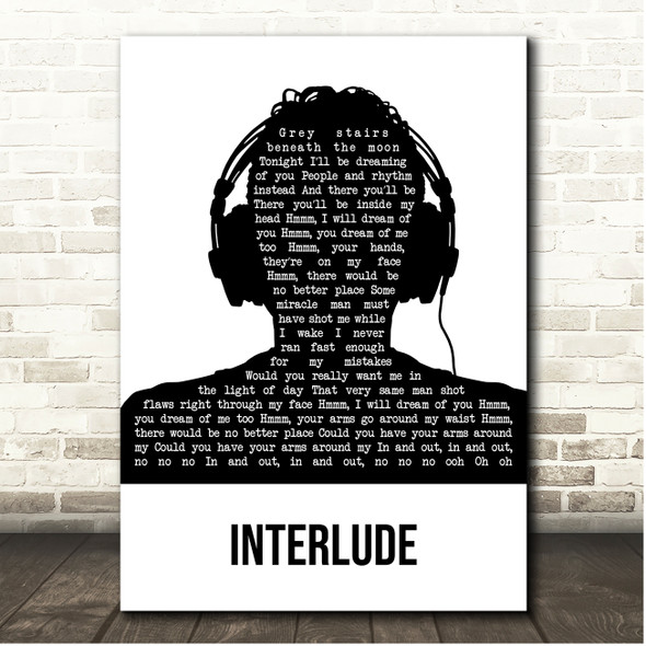London Grammar Interlude Black & White Man Headphones Song Lyric Print