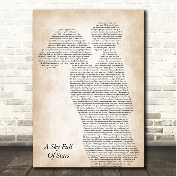 Coldplay A Sky Full Of Stars Mother & Child Song Lyric Print