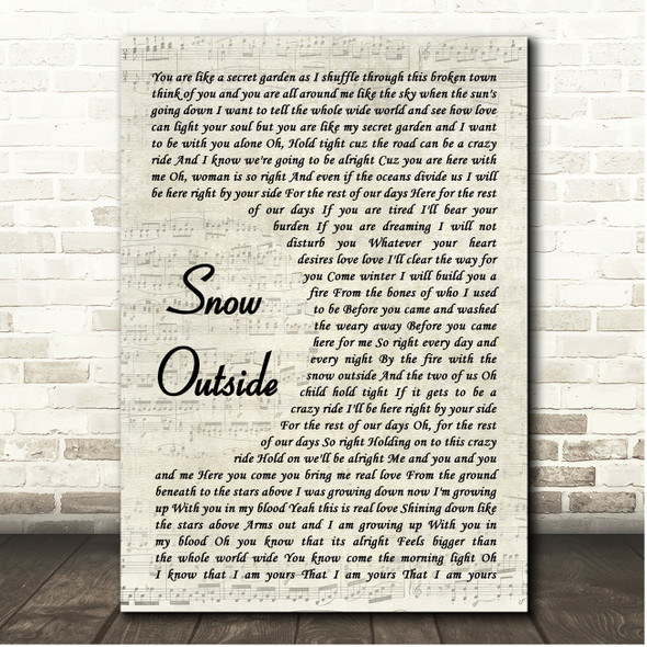 Dave Matthews Band Snow Outside Vintage Script Song Lyric Print