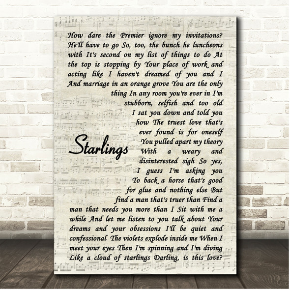 Elbow Starlings Vintage Script Song Lyric Print