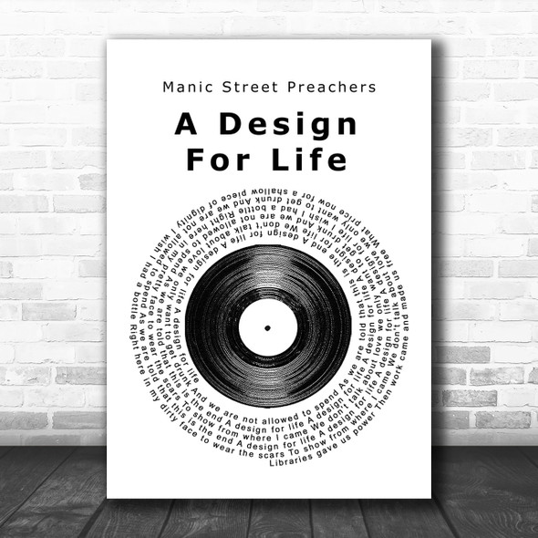 Manic Street Preachers A Design For Life Vinyl Record Song Lyric Music Wall Art Print