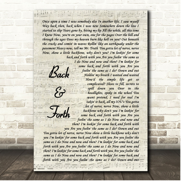 Foo Fighters Back & Forth Vintage Script Song Lyric Print