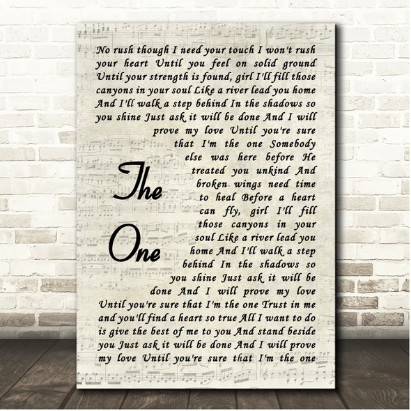 Gary Allan The One Vintage Script Song Lyric Print