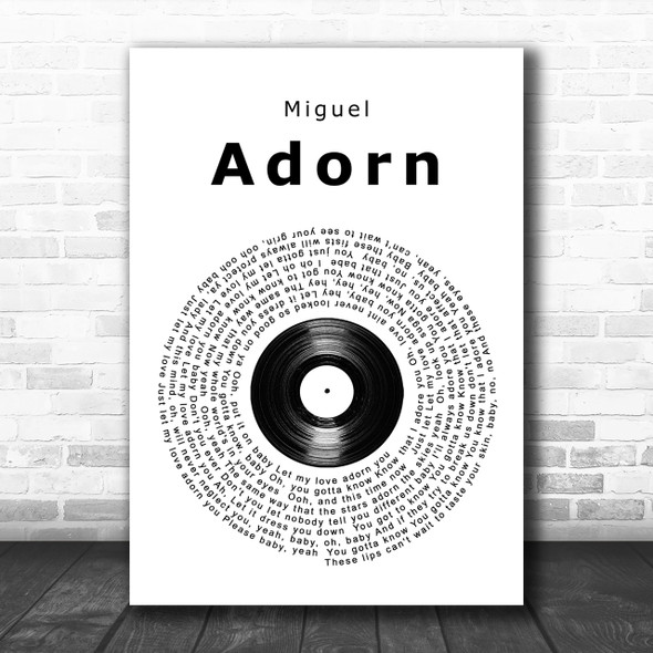 Miguel Adorn Vinyl Record Song Lyric Music Wall Art Print