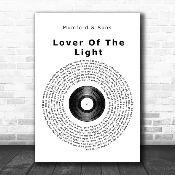 Mumford & Sons Lover Of The Light Vinyl Record Song Lyric Music Wall Art Print