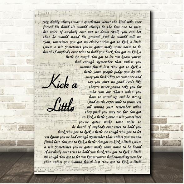 Little Texas Kick a Little Vintage Script Song Lyric Print