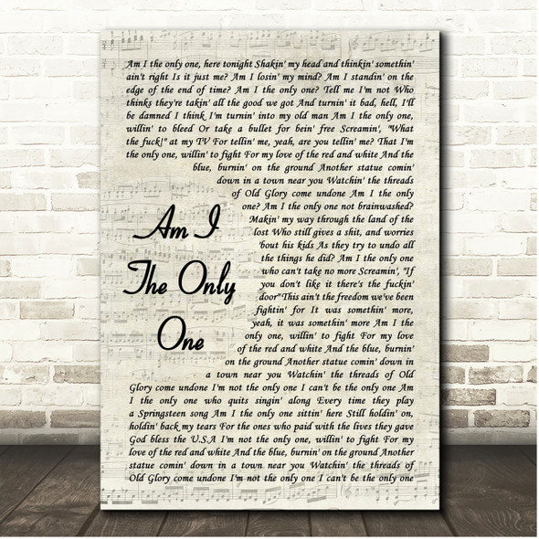 Aaron Lewis Am I the Only One Vintage Script Song Lyric Print