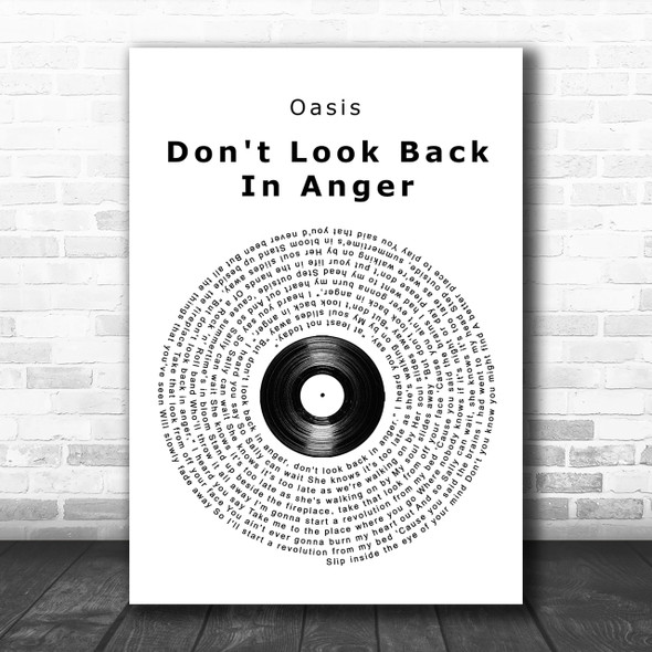 Oasis Don't Look Back In Anger Vinyl Record Song Lyric Music Wall Art Print