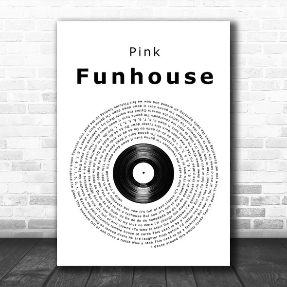 Pink Funhouse Vinyl Record Song Lyric Music Wall Art Print