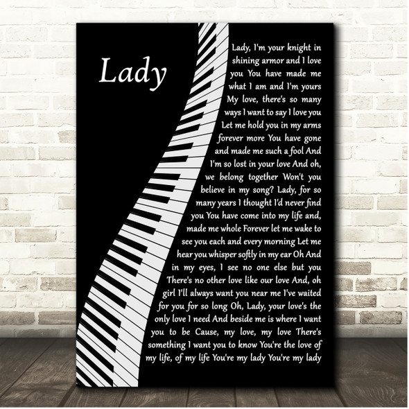 Lionel Richie Lady Piano Song Lyric Print
