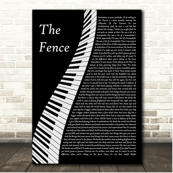 Tim Minchin The Fence Piano Song Lyric Print